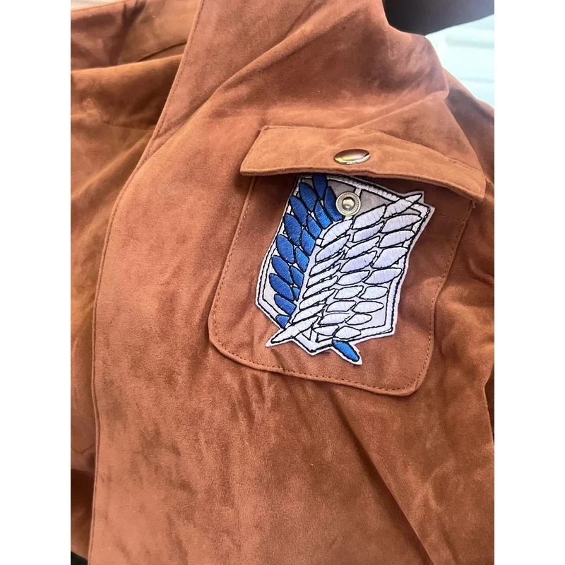 Фото Костюм для косплея Levi Eren Jaeger, Mikasa Ackerman, Armin Arlert, Hanji из «Атаки Титанов», плащ, куртка, экипировка Разведывательного Корпуса. №1