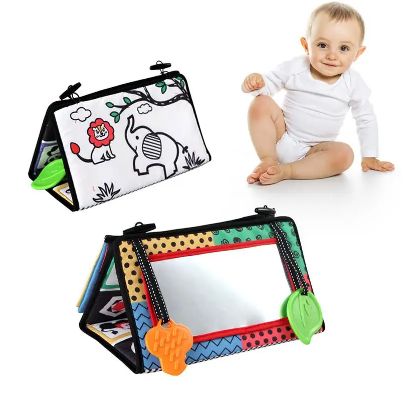 

Tummy Time Floor Montessori Sensory Mirror With Crinkle Cloth Book And Teethers For Baby Toy Developmental Mirror & Teethers