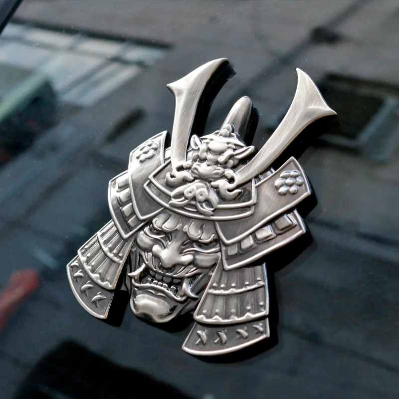 

Japanese Samurai Hannya Car Emblem Auto Sticker Skull 3D Metal Hot Badge Pranjna Gunmetal Hood Window Motorcycle Styling