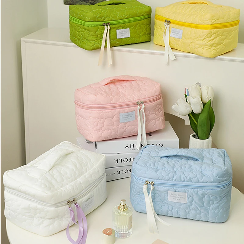 

Travel Cosmetic Bag Portable Beauty Storage Toiletry Bag Makeup Pouch Corduroy Zipper Girl Toiletry Cases Storage Box