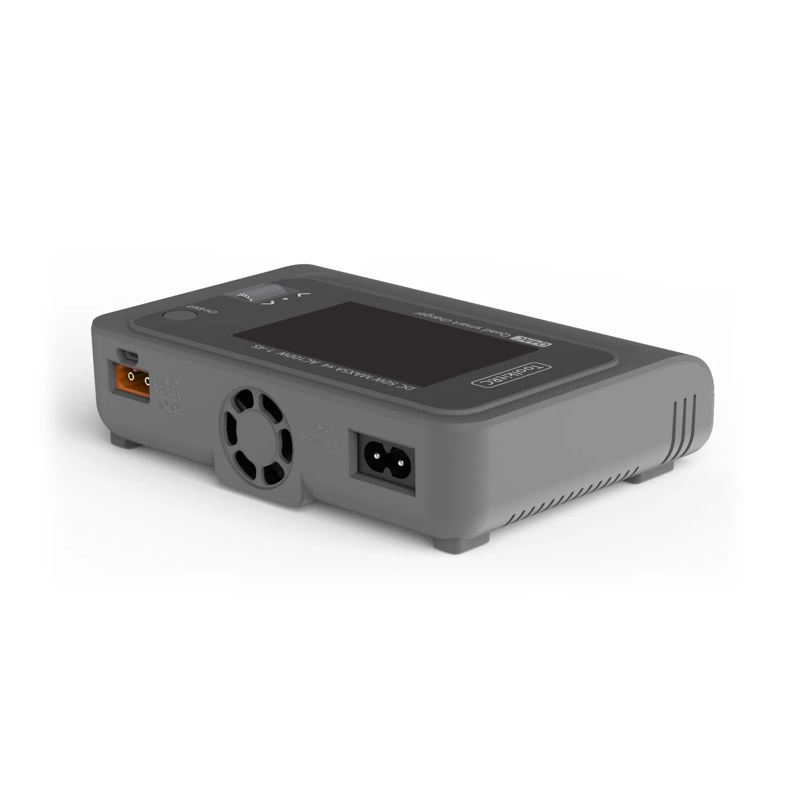 Интеллектуальное зарядное устройство ToolkitRC Q4AC Dis 4x50 Вт 5A AC 100 4 порта DC XT60/XT30 для RC