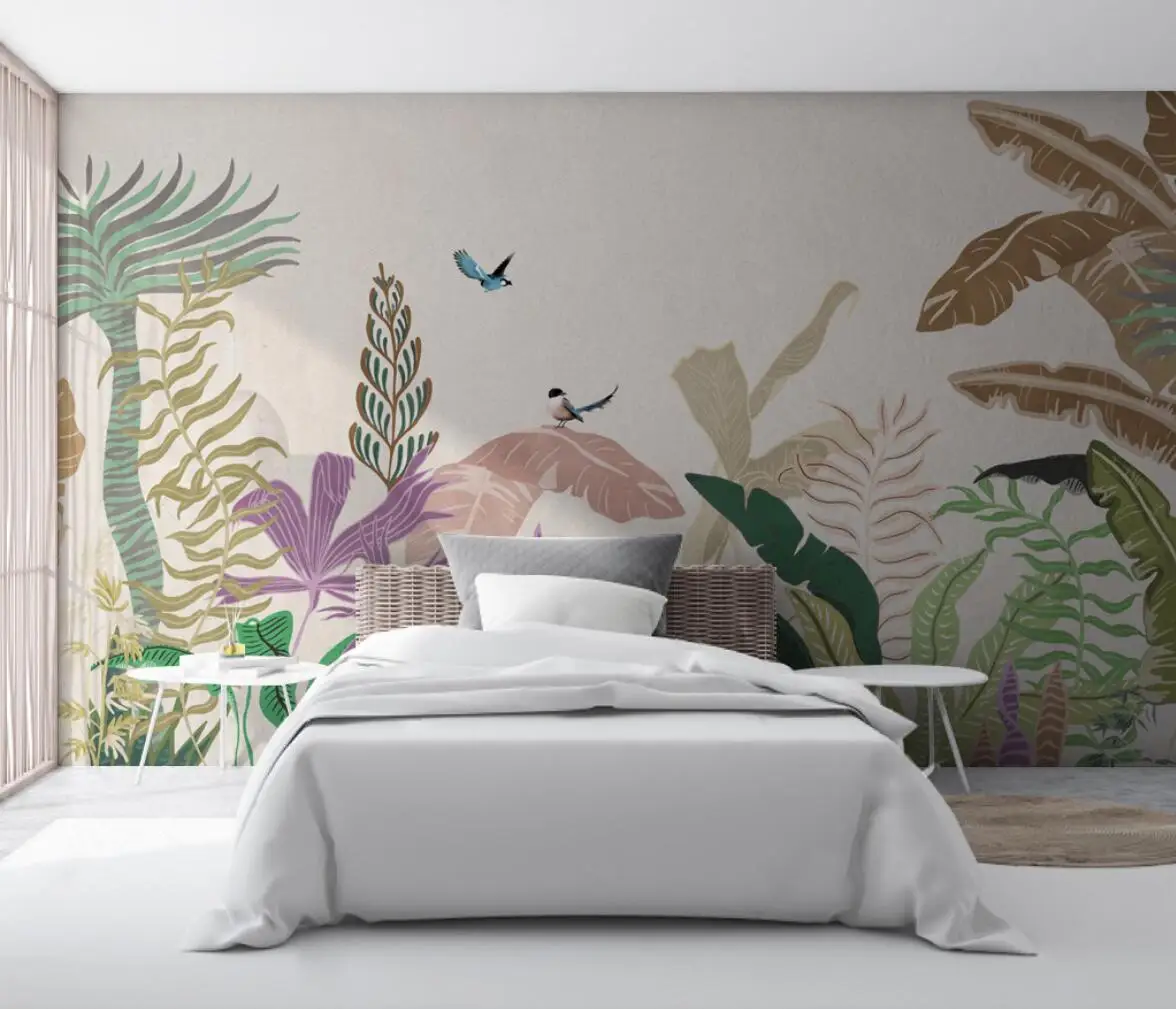 

beibehang Custom European tropical plants photo Wall paper Murals Wallpaper for Living Room TV Sofa Backdrop Papel De Parede 3D