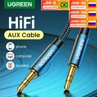 UGREEN 3,5 мм Adudio кабель стерео вспомогательный AUX шнур позолоченный Мужской к мужскому плетеный кабель для автомобиля дома стерео наушники Динамик
