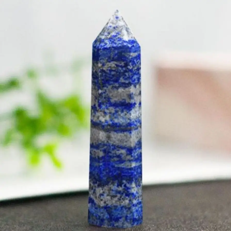 

Natural Stone Lapis Lazuli Point Hexagonal Column Crystal Quartz Healing Mineral Tower Prisms Obelisk Wand Gift Home Decor 1PC