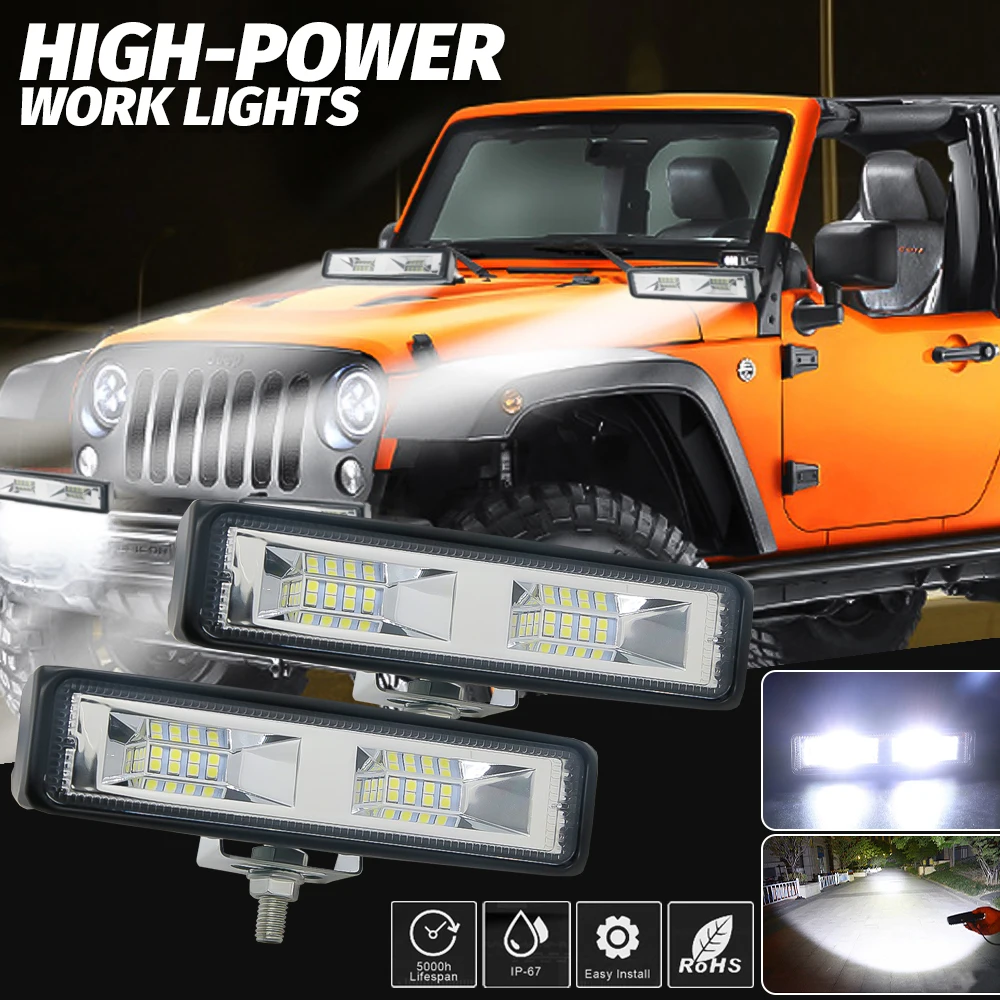 

LED Headlights 12-24V For Auto Motorcycle Truck Boat Tractor Trailer Offroad Working Light 48W LED Work Light Spotlight