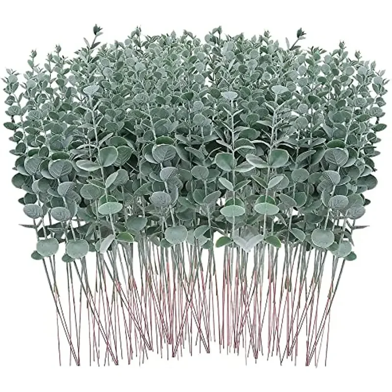 

24pcs Artificial Eucalyptus Stems, Green Stems ，Leaves Branches ，Fake Eucalyptus For Vase Wedding Bouquet Home