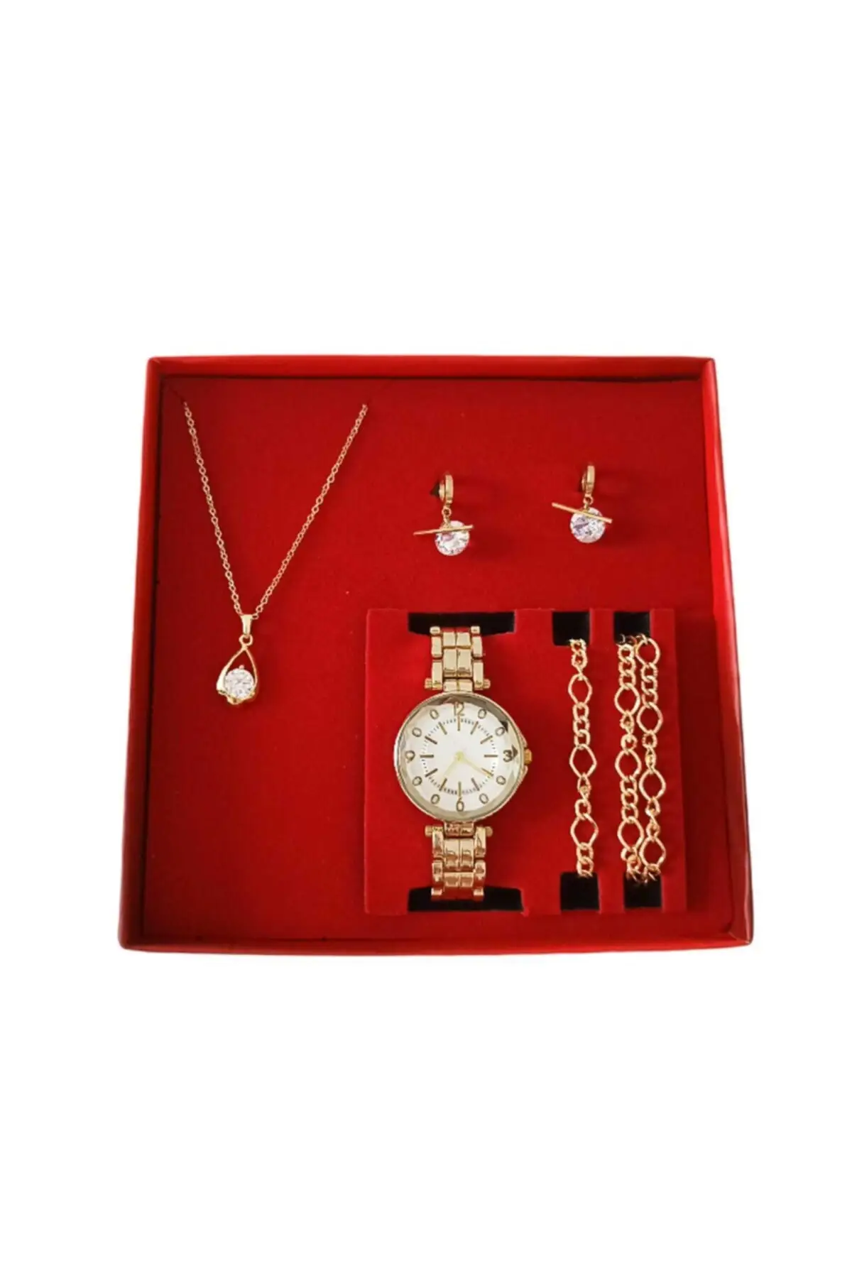 

Комплект из колье, серёг, браслета и часов