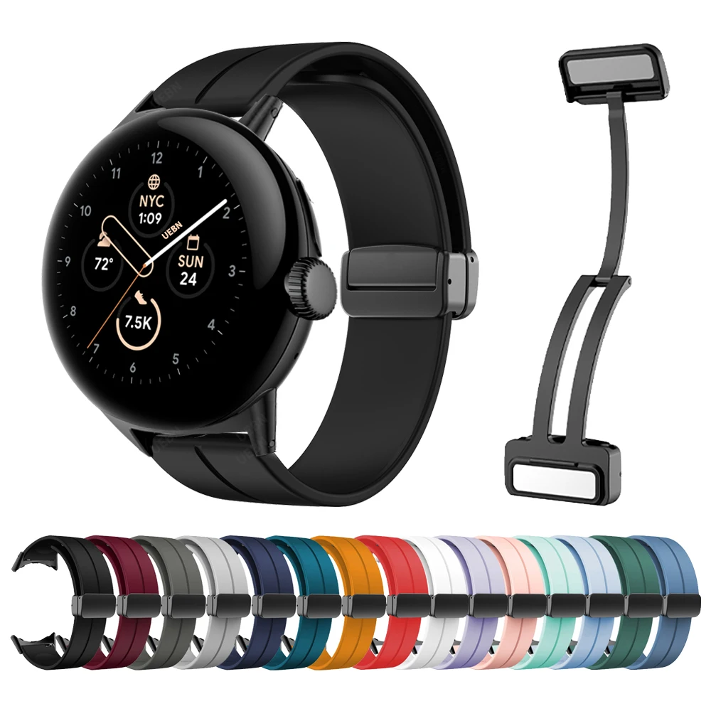 Силиконовый магнитный складной ремешок с пряжкой для Google Pixel наручных часов