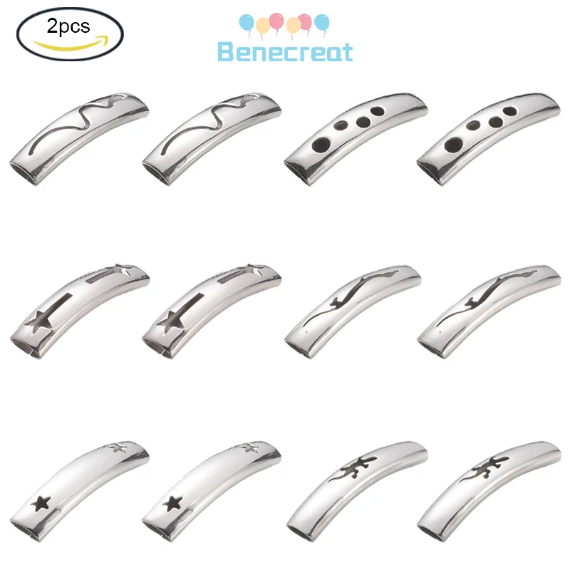 

2 шт., изогнутые бусины из нержавеющей стали 201, 36x10x8 мм