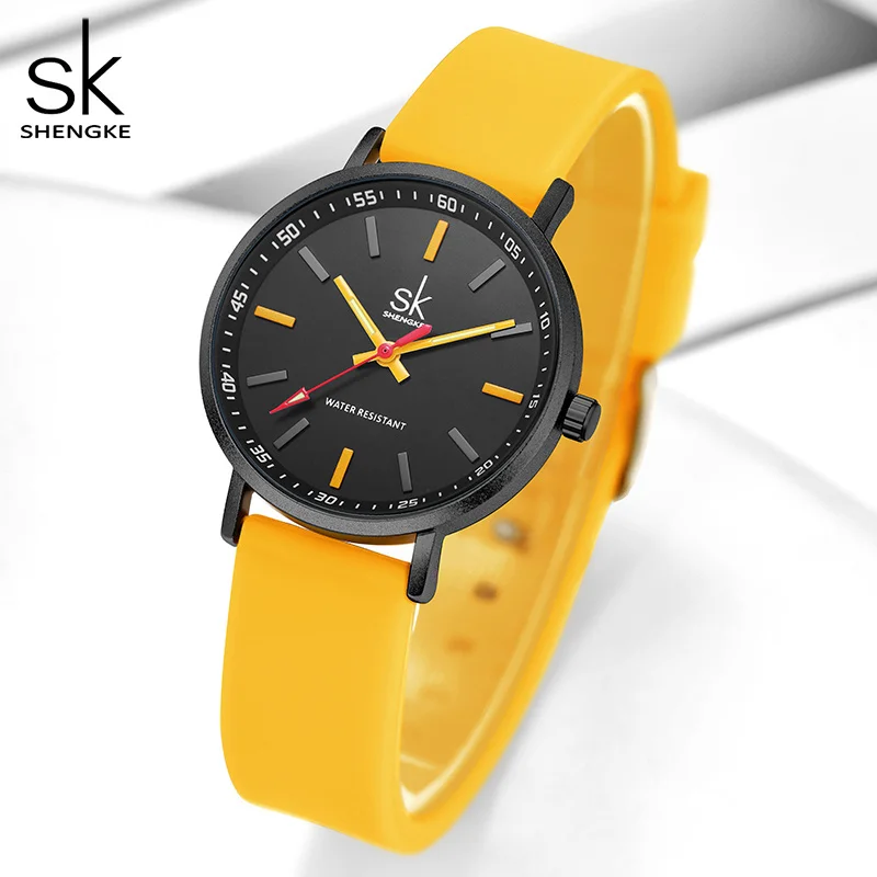

New Women Silicone Strap Watches SHENGKE Sports Design For Woman SK Quartz Wristwatches Original Ladies Clock Relogio Feminino