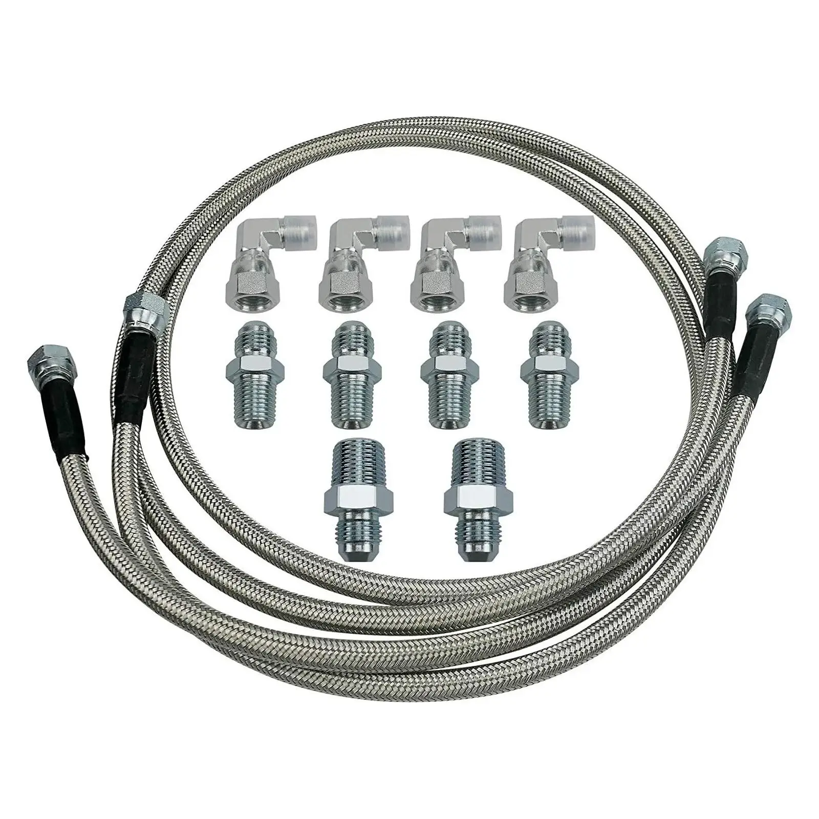 

52" Length Cooler Hose Lines Replacement, Cooler Fuel Hose Flexible Braided Universal ,Fit for 0 4 TH400
