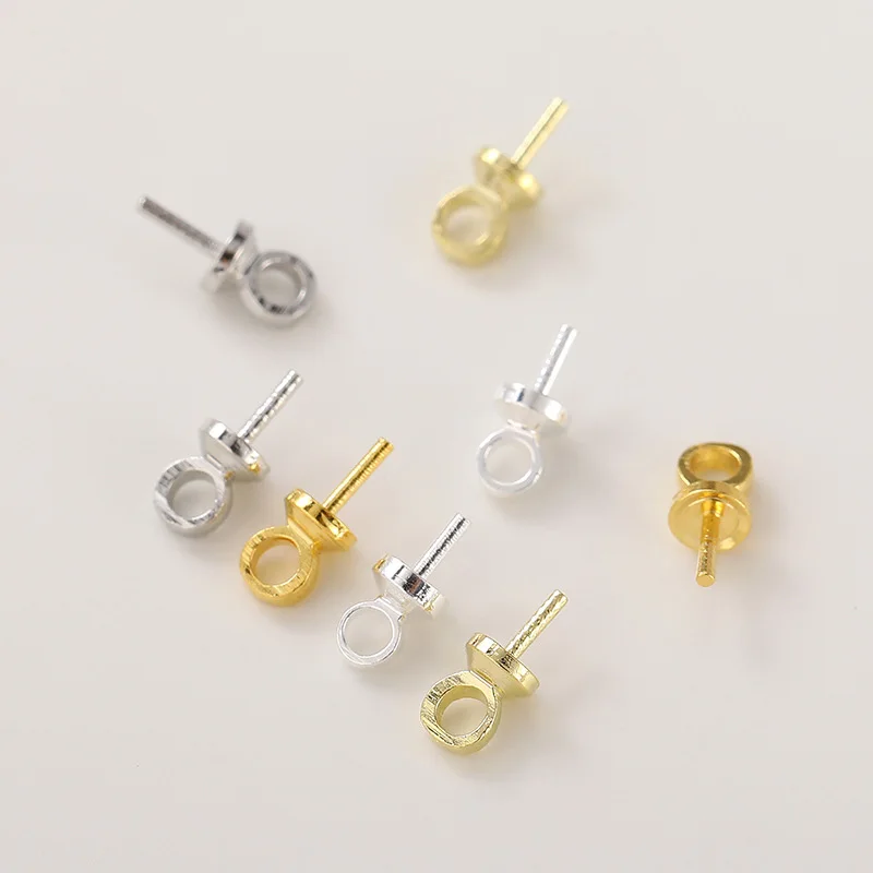 100pcs/Lot 3mm 4mm 5mm Metal Jewelry Eye Pin Pearl Charm Connector Beads End Caps Clasps For DIY Handmade Making Accessories