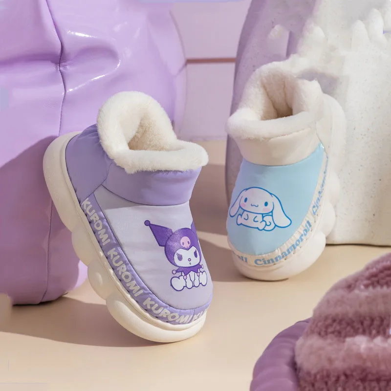 

Anime Sanrio Children's Cotton Slippers Hello Kittys Accessories Cute Kawaii Heeled Thickened Warm Shoes Winter Toys Girls Gift