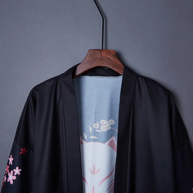 Кимоно в китайском ретро-стиле с маской лисы свободное пляжное кимоно стиле