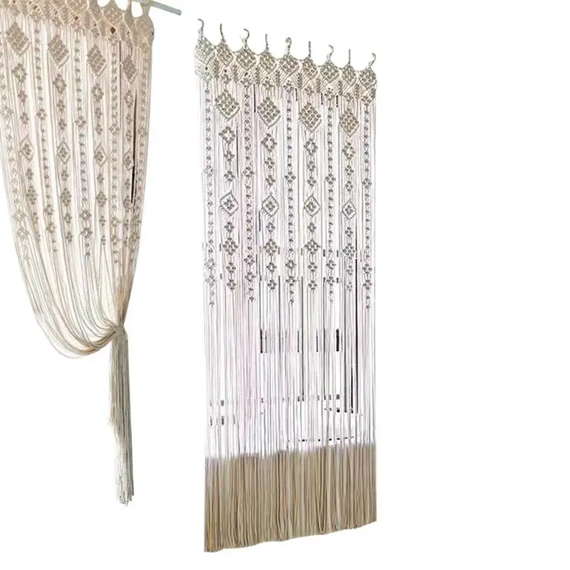 

Boho Macrame Curtains Boho Woven Wall Hangings Window Curtains 78.74x33.46in Bohemian Decor for Window Doorway Closet Wedding