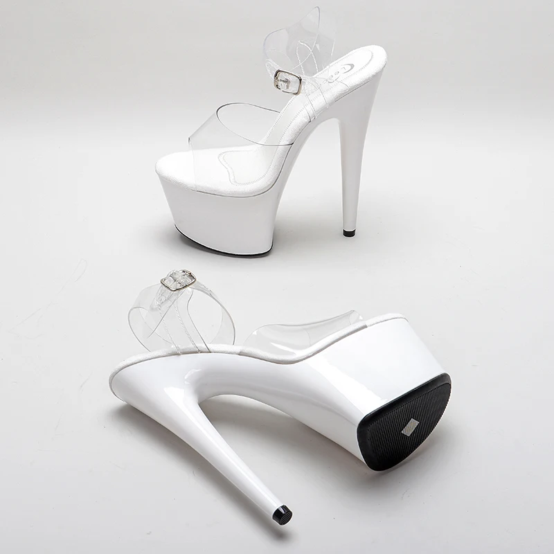 Leecabe White Painting 17CM/7Inch Women's Platform Sandals  party High Heels Shoes Pole Dancing Shoes