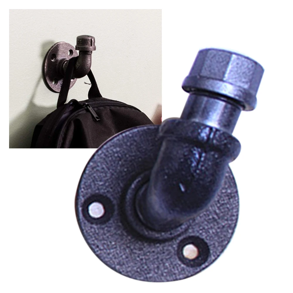 

Rustic Fittings Industrial Pipe Door Back Bathroom Coat Hook Heavy Duty Robe Iron DIY Style Home Decor Wall Mounted Entryway