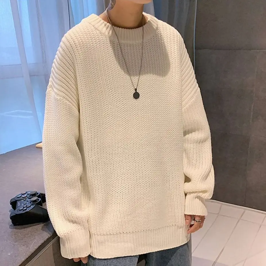 Spring Autumn Winter Fashion Man Casual Men's Loose Tess Cool Boys Pullover Knitted Sweater Soft Stripes Tops Warm Retro Stripes
