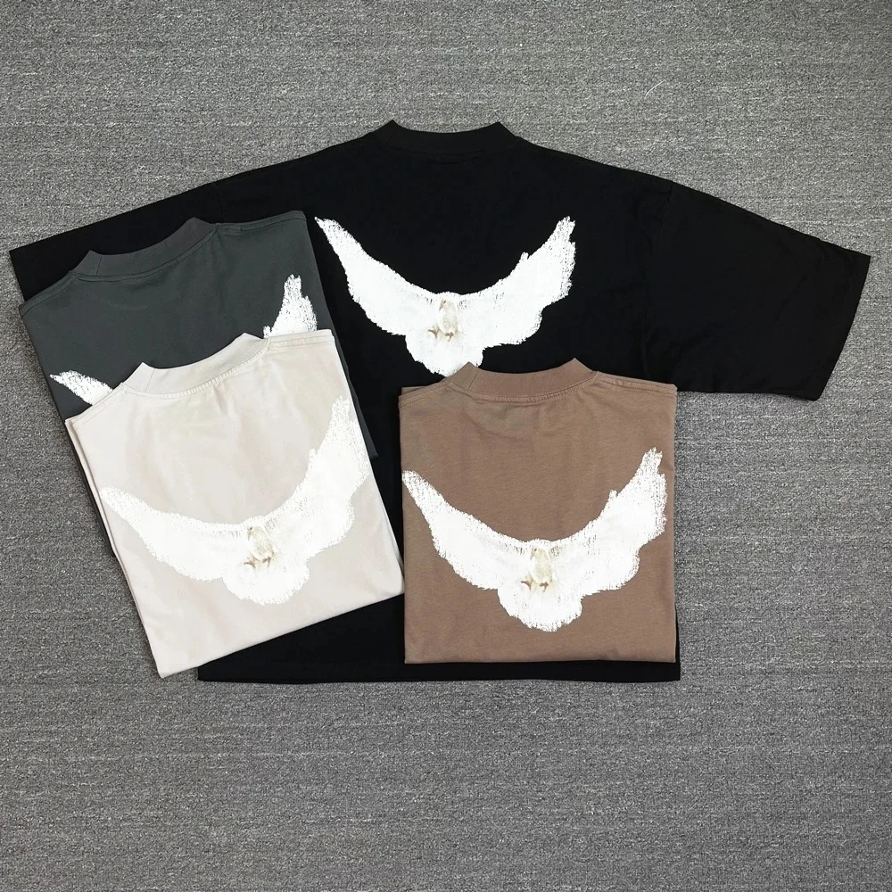 

Kanye West Frog Drift T Shirt Men Streetwear Vintage YZY DOVE DONDA Loose Ovesized Hip Hop Pigeon Print T-shirt Tops Tee For