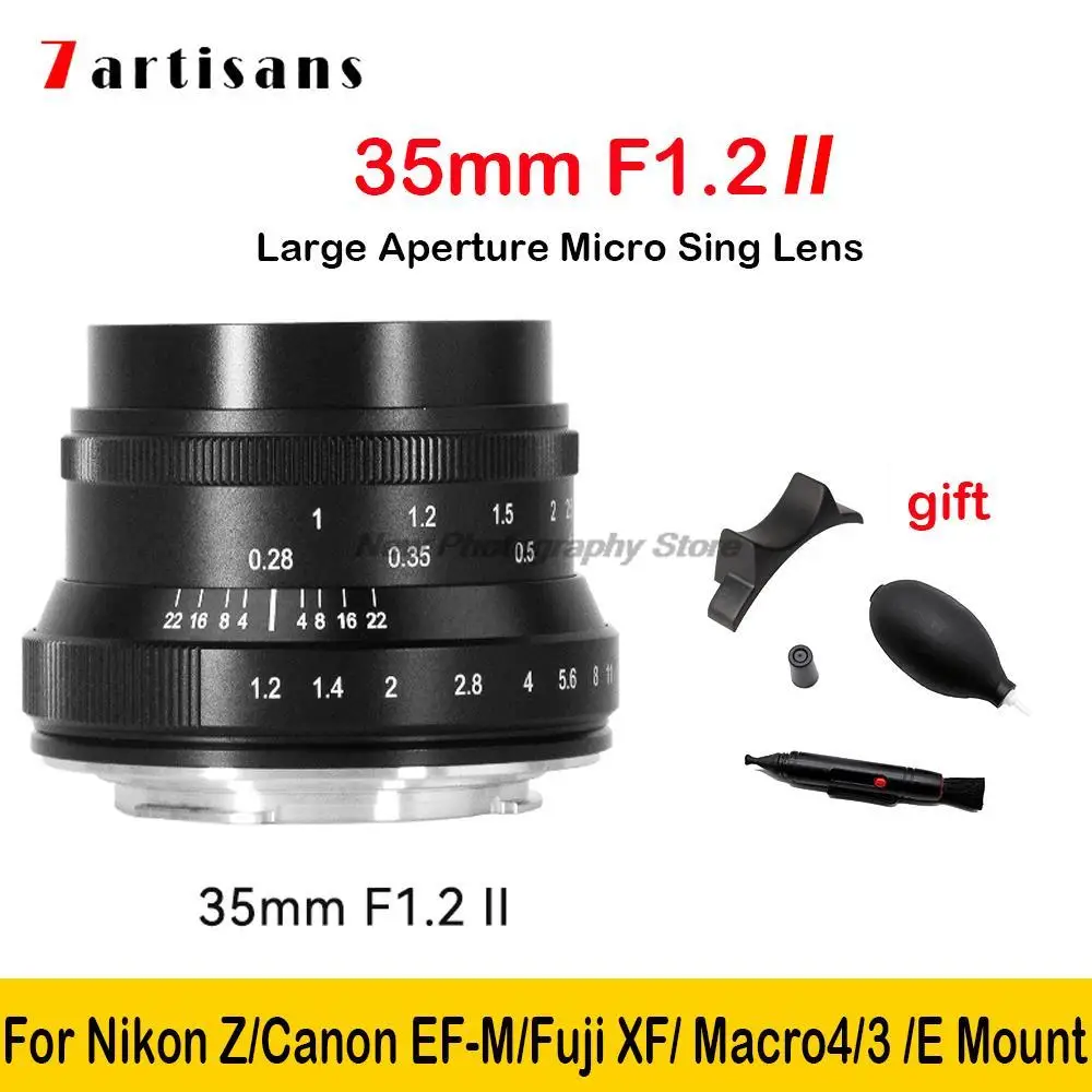 

7artisans 35mm F1.2 II Prime Lens APS-C Camera Manual Mirrorless Fixed Focus Lens for Sony E/Nikon Z/Fuji XF/E Mout/Macro 4/3