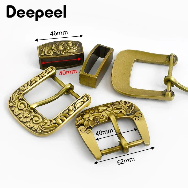 1 комплект Deepeel 40 мм из чистой латуни мужские медные ремни с пряжкой для джинсов