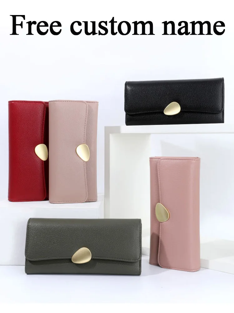 Leather Wallet for Women Pebble Grain Long Trifold Fashion Handbag Large Capacity Coin Purse Phone Bag Multi-Cards Holder Gift