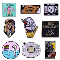 k2155 yoga enamel pin brooches cartoon anime metal brooch pins denim hat badge collar punk movies jewelry