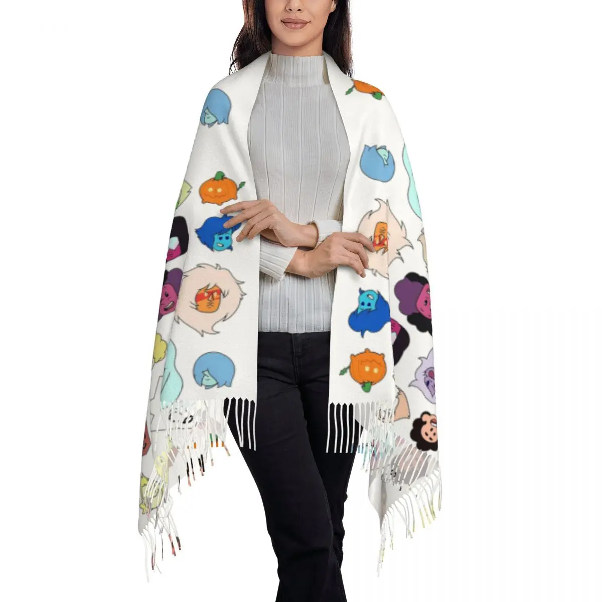 Стивен Вселенная шарф с головками шарфы кисточками для женщин мягкие теплые шали