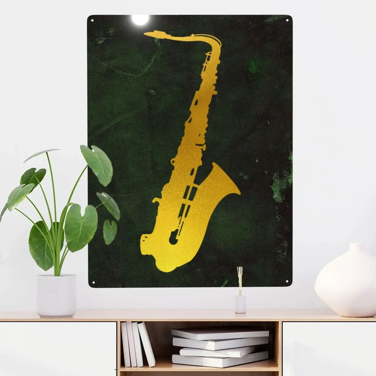 

Saxophone Metal Tin Sign Decor Wall Art Rounded Corner Decor For Bar Living Room