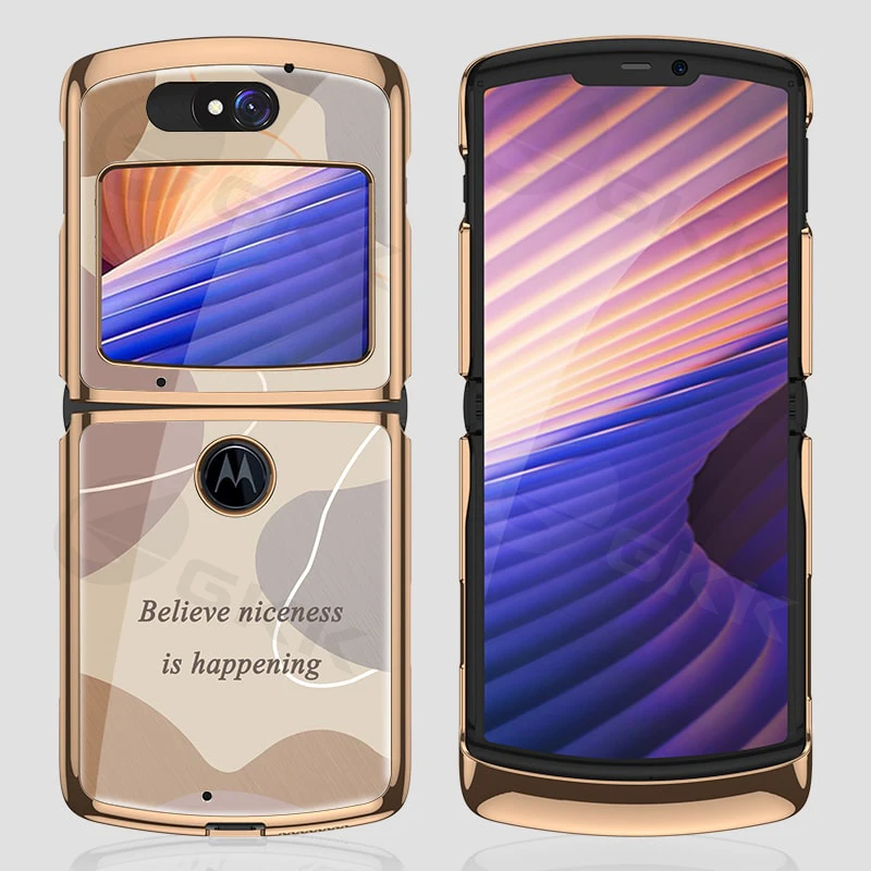 

GKK Luxury Plating Fold Case For Motorola Moto Razr 5G Plexiglass Pattern Shockproof Edge Cover For Moto Razr 5G 2020 Case Coque