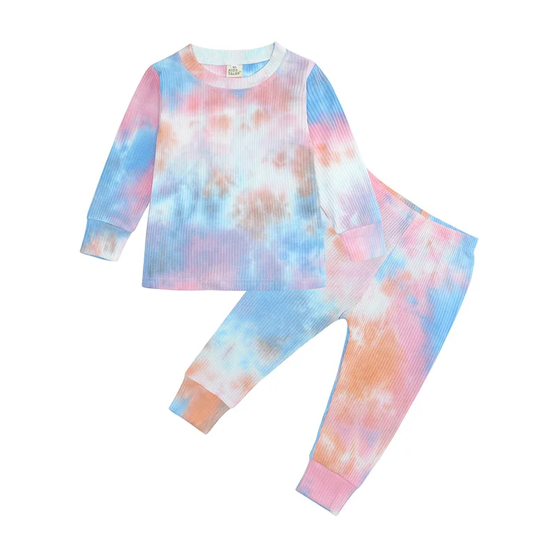 

Newest Fashion Girls Outfits Children's Long Sleeve Tops+Pants Set Boys Tie Dye Pajamas Clothes for 1-5Years Old Sport Suit