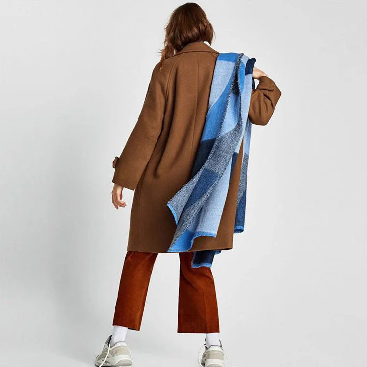 

Новая стильная теплая большая шаль на осень и зиму, Женский полукружевной шарф из искусственного кашемира с геометрическим рисунком WDS025