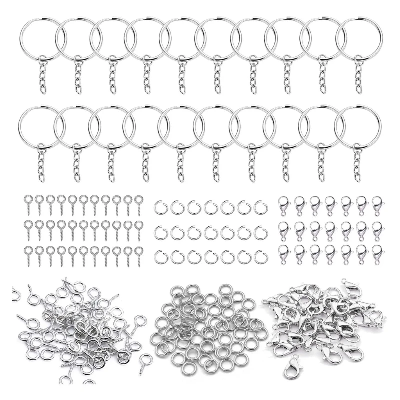 

400x/set Keychain Lobster Buckle Screw Eye Pins for Crafts and Jewelry Making