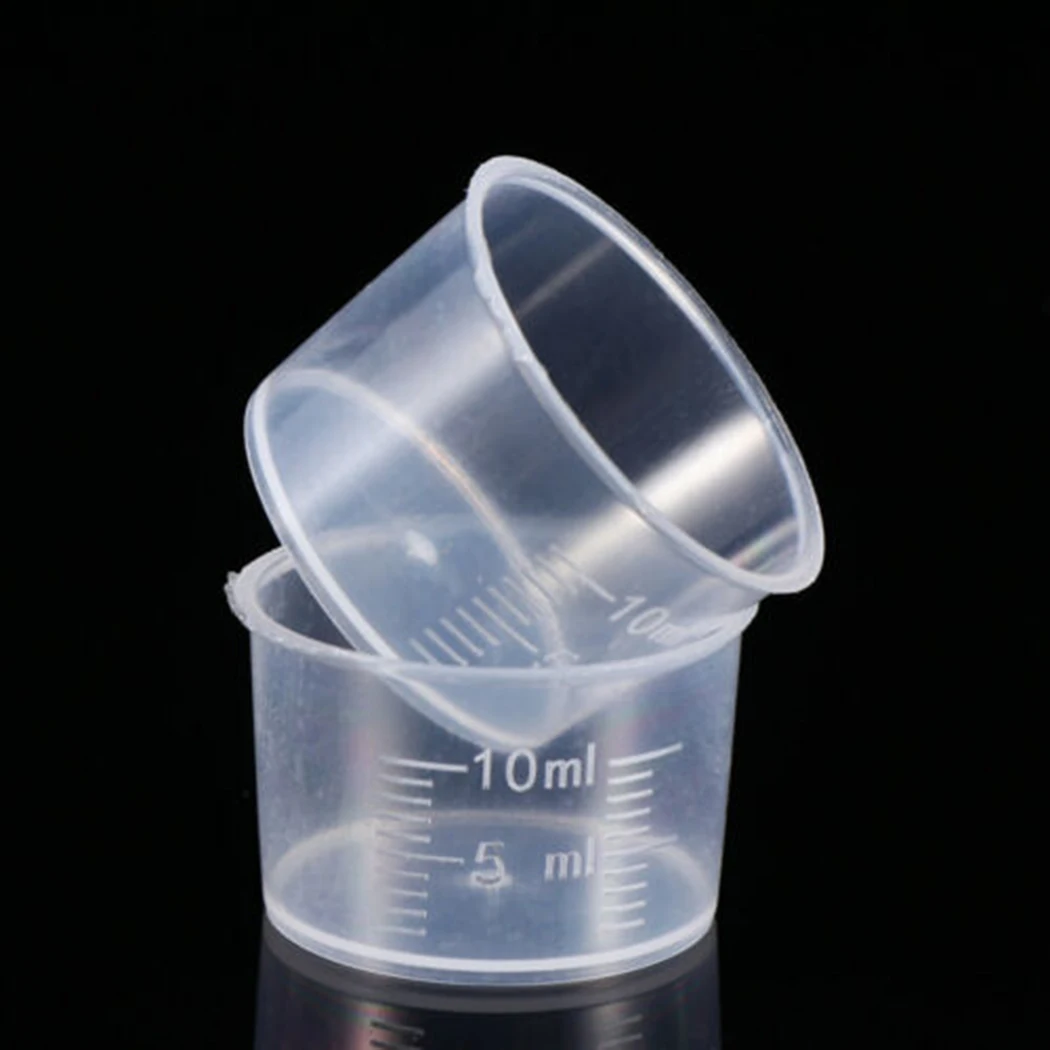 

50Pcs/set 10ml Plastic Measuring Cups Scale Cup Transparent Laboratory Pharmacy Kitchen Measurement Durable 35mmx22mm