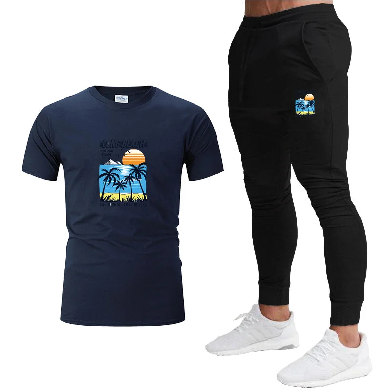 

Sports Suit Men's Original Tide Brand Summer New Trendy Fashion T-shirt Quick-Drying Trousers Casual Running Fitness Clothes