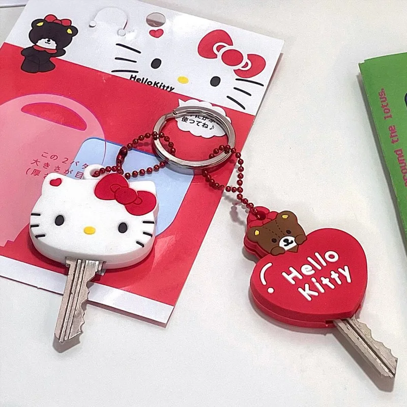 

Hellokitty Cartoon Key Set Kawaii Fashion Creativity Key Chain Student Dormitory Key Silica Gel Ornaments Pendant Festival Gift