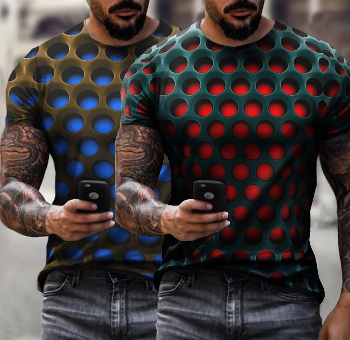 

Men's Unisex Tee T Shirt 3D Print Graphic Optical Illusion Round Neck Casual Daily Short Sleeve Tops Vintage Streetwear New