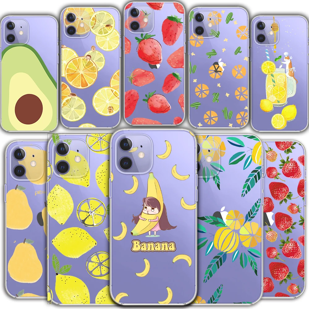 

Fashion Brand Strawberry Lemon Transparent TPU phone case for pixel 6 iPhone 13 12 Mini 11 Pro XS MAX X XR 7 8 Plus SE 2020 5 4