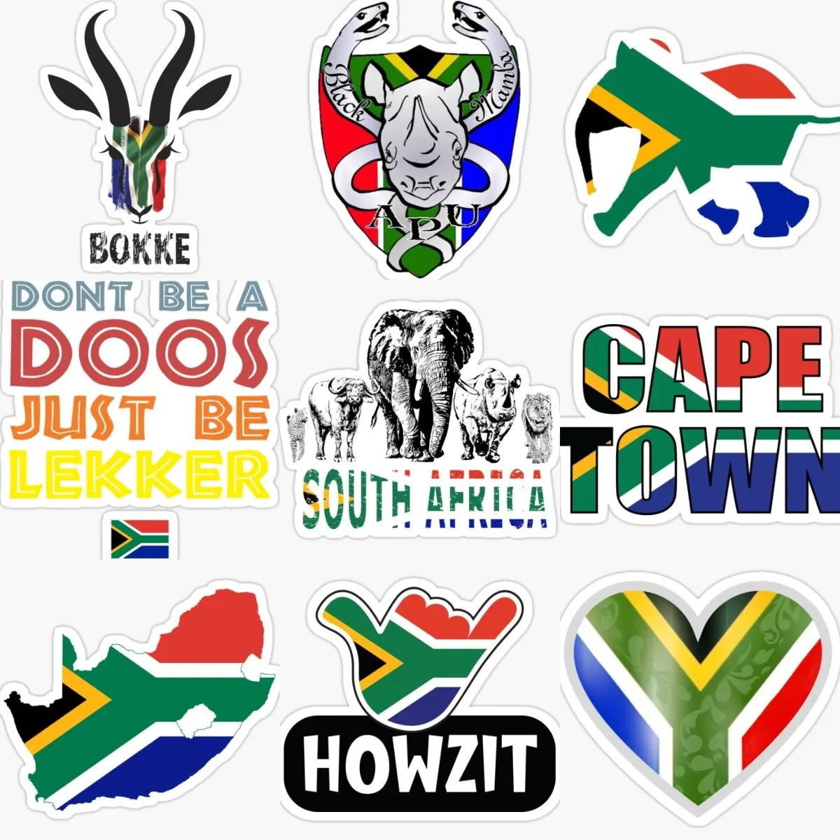Южноафриканская ZA Antelope флаг со слонами наклейка на карту виниловые аксессуары