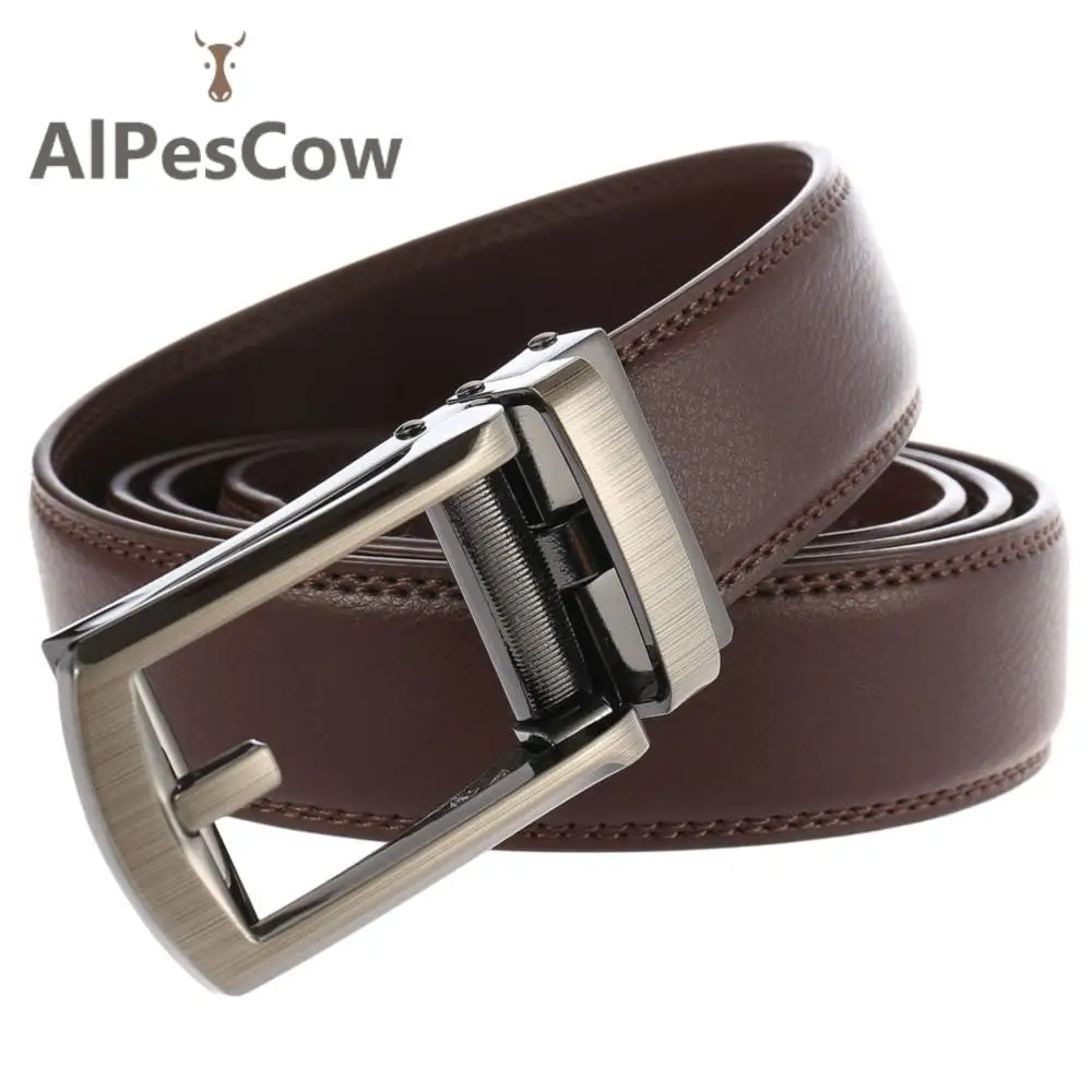 

Automatic Buckle Genuine Leather Waist Strap for Men High Quality 3.0cm Width Waistband 100% Alps Cowhide Ratchet Belt Male