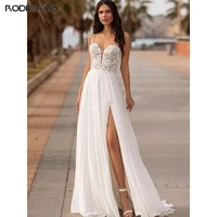 boho chiffon wedding gown spaghetti straps lace appliques bride dresses civil vestidos de noiva mariage custom made floor length