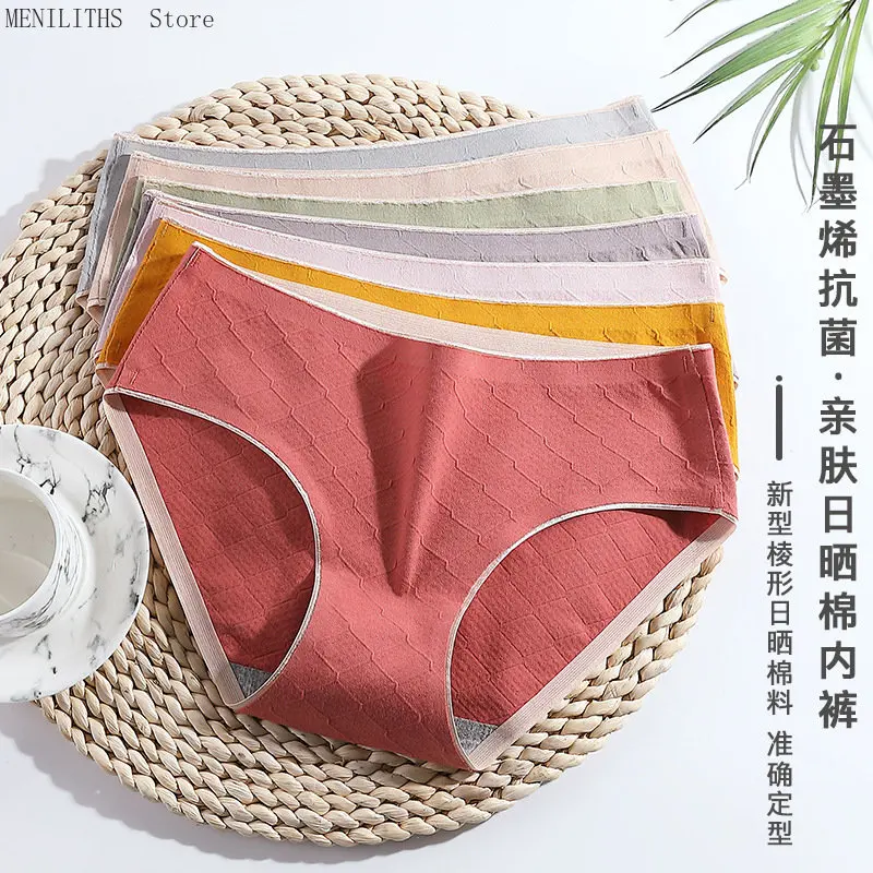 

Women's Cotton Underwear Seamless Comfort Panties Sexy Solid Color Underpants Med Waist Plus Size Briefs Female Sexy Lingerie