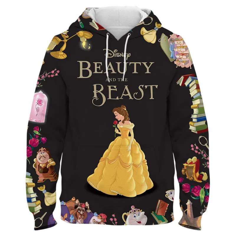 

Beauty And The Beast Men's Sweatshirt Disney Cartoon Anime 3D Print Women Hoodies Spring Autumn Casual Boy Girl Kids Tracksuit