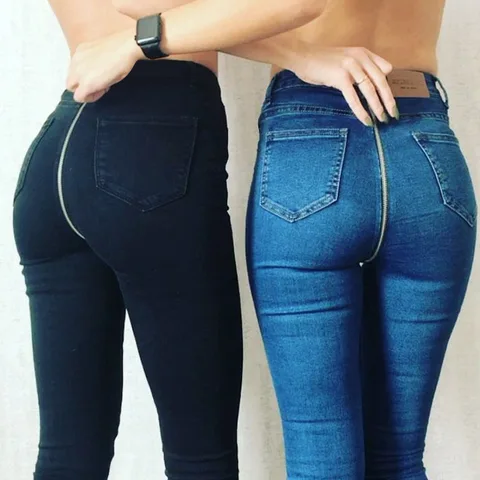 Новые Индивидуальные женские джинсы xulu на молнии сзади в европейском и американском стиле, узкие черные длинные джинсы из хлопка для ночного клуба