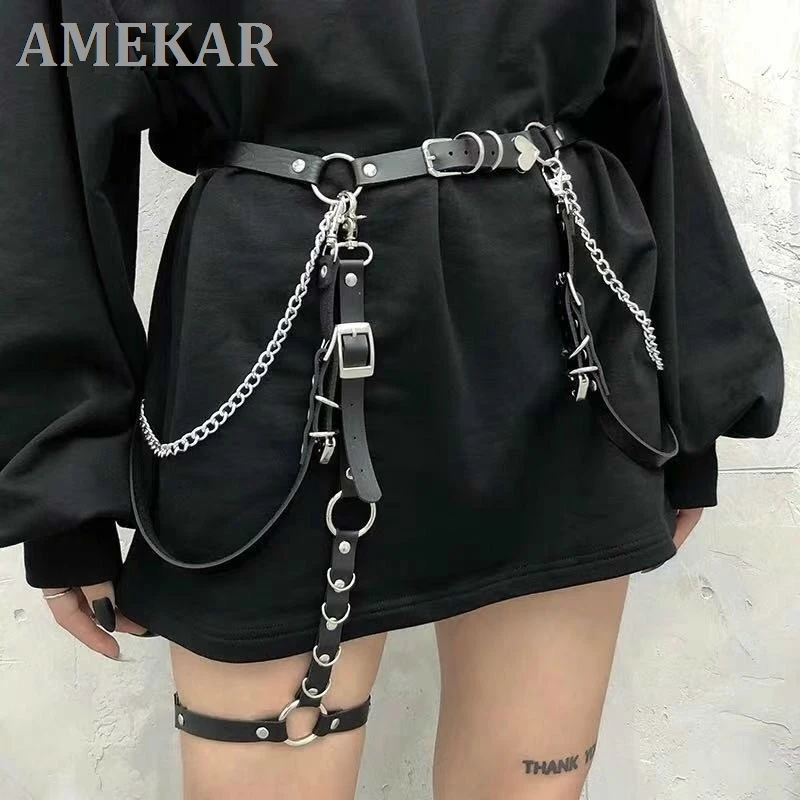 

Love Heart Girl Hiphop Chain Belt Women Sweet Adjustable Disco Dancing Belt Punk Style