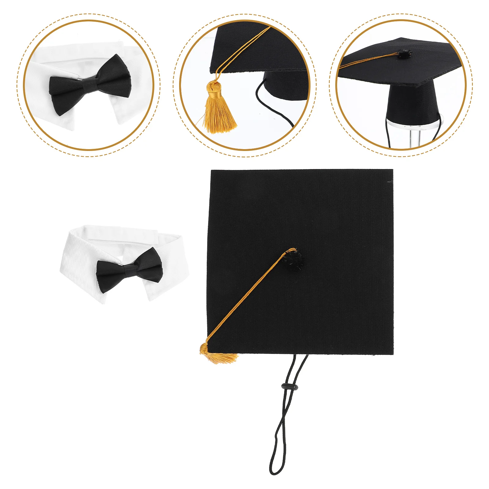 

1 Set of Dog Graduation Caps with Bowknot Collar Graduation Party Pet Decors