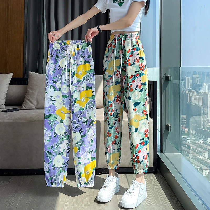 

Новинка 2023, женские узкие облегающие леггинсы с цветочным принтом, Летние повседневные Капри YCMYUNYAN