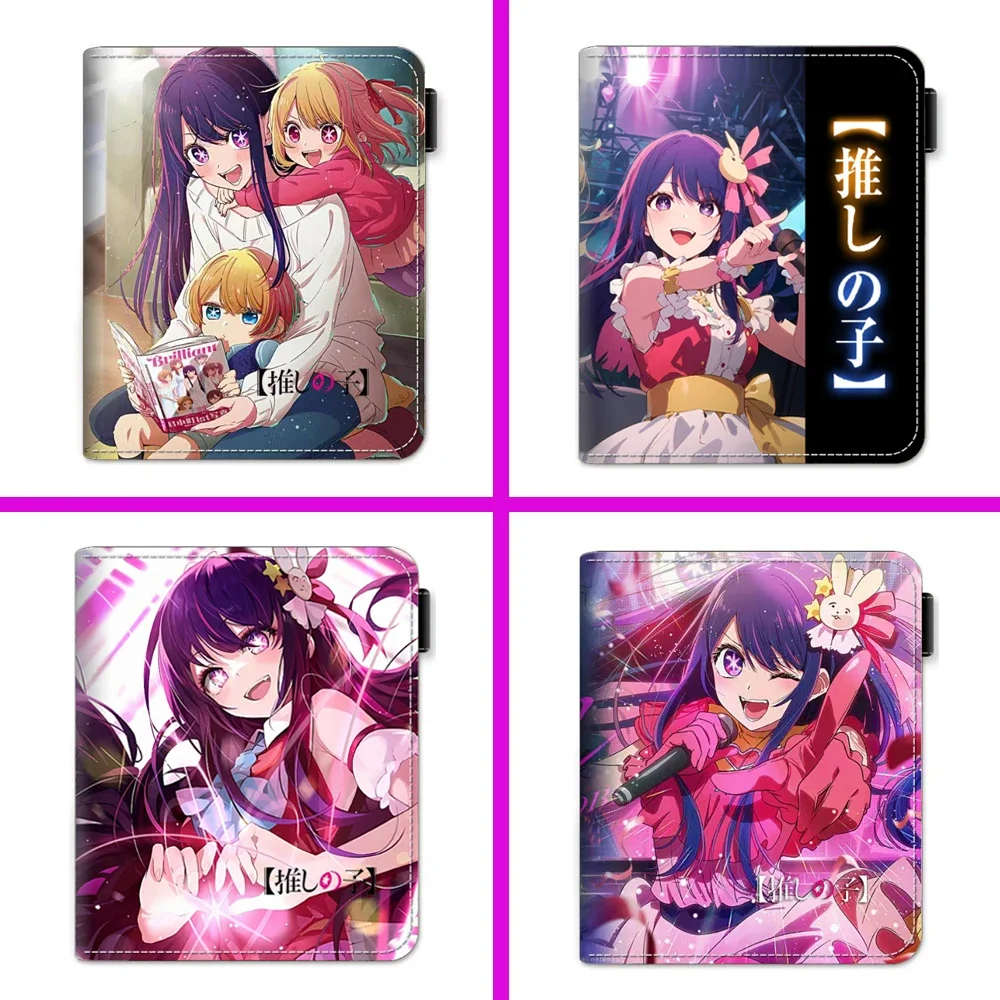 

Anime Oshi No Ko Hoshino Akuamarin Short PU Button Wallet Cute Purse with Zipper Coin Pocket