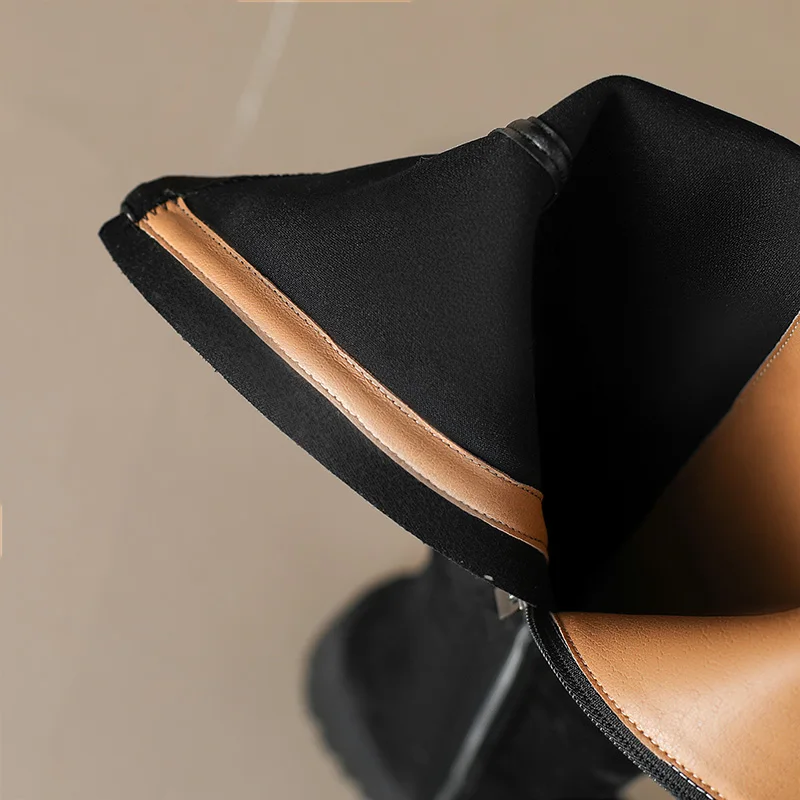 Женские ботфорты из бычьей замши высокие сапоги до бедра новинка осень-зима