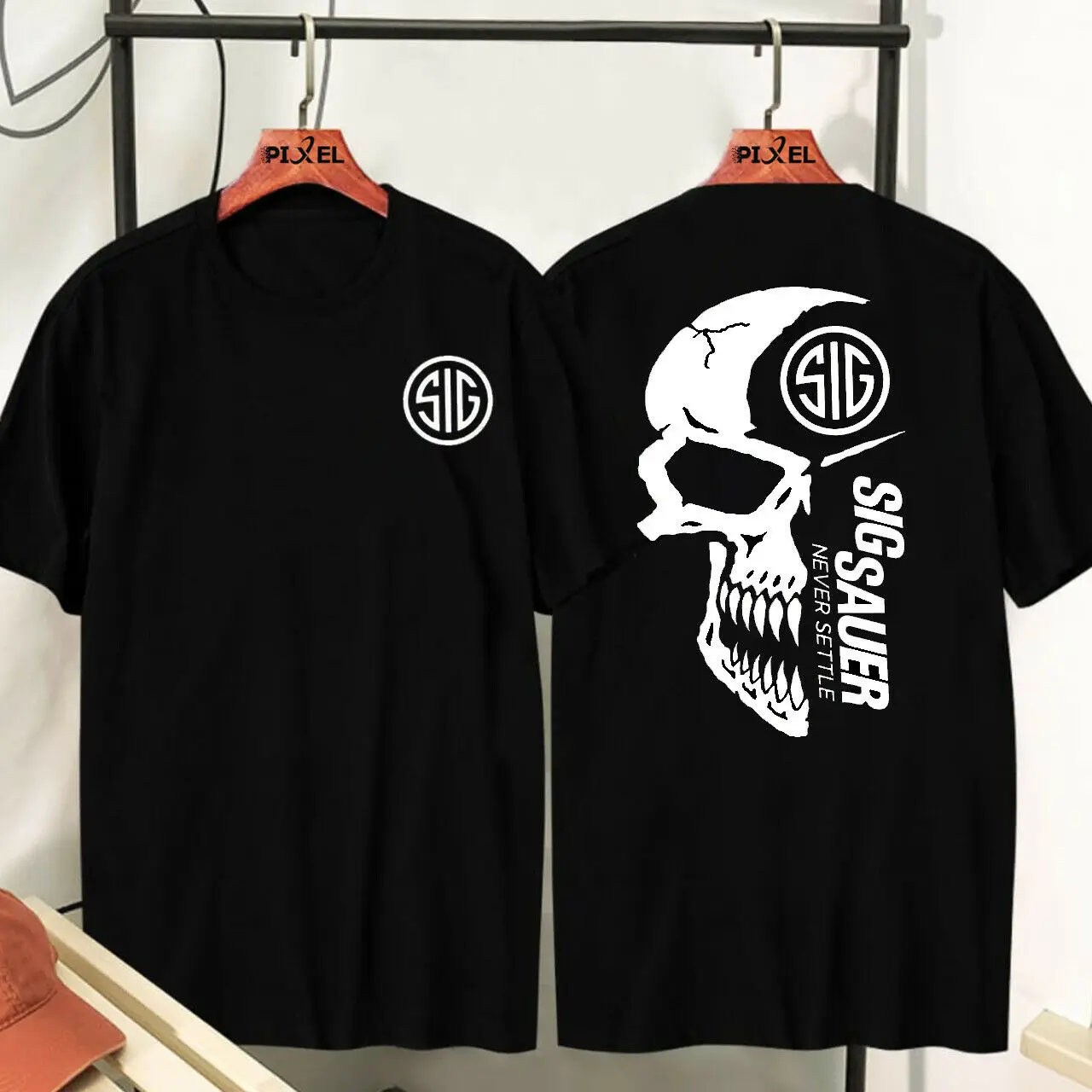 

New SIG SAUER SKULL LOGO T-Shirt - HIGHT QUALITY BACK PRINT TEE